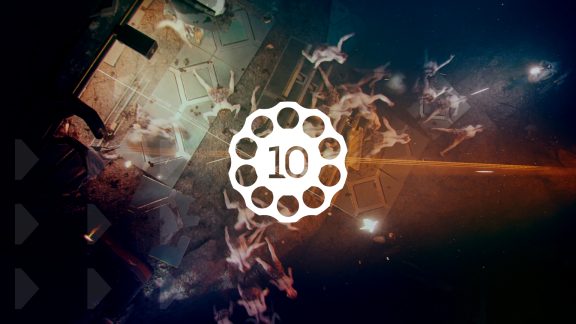 Logo of development studio 10 Chambers on top of screenshot of videogame GTFO